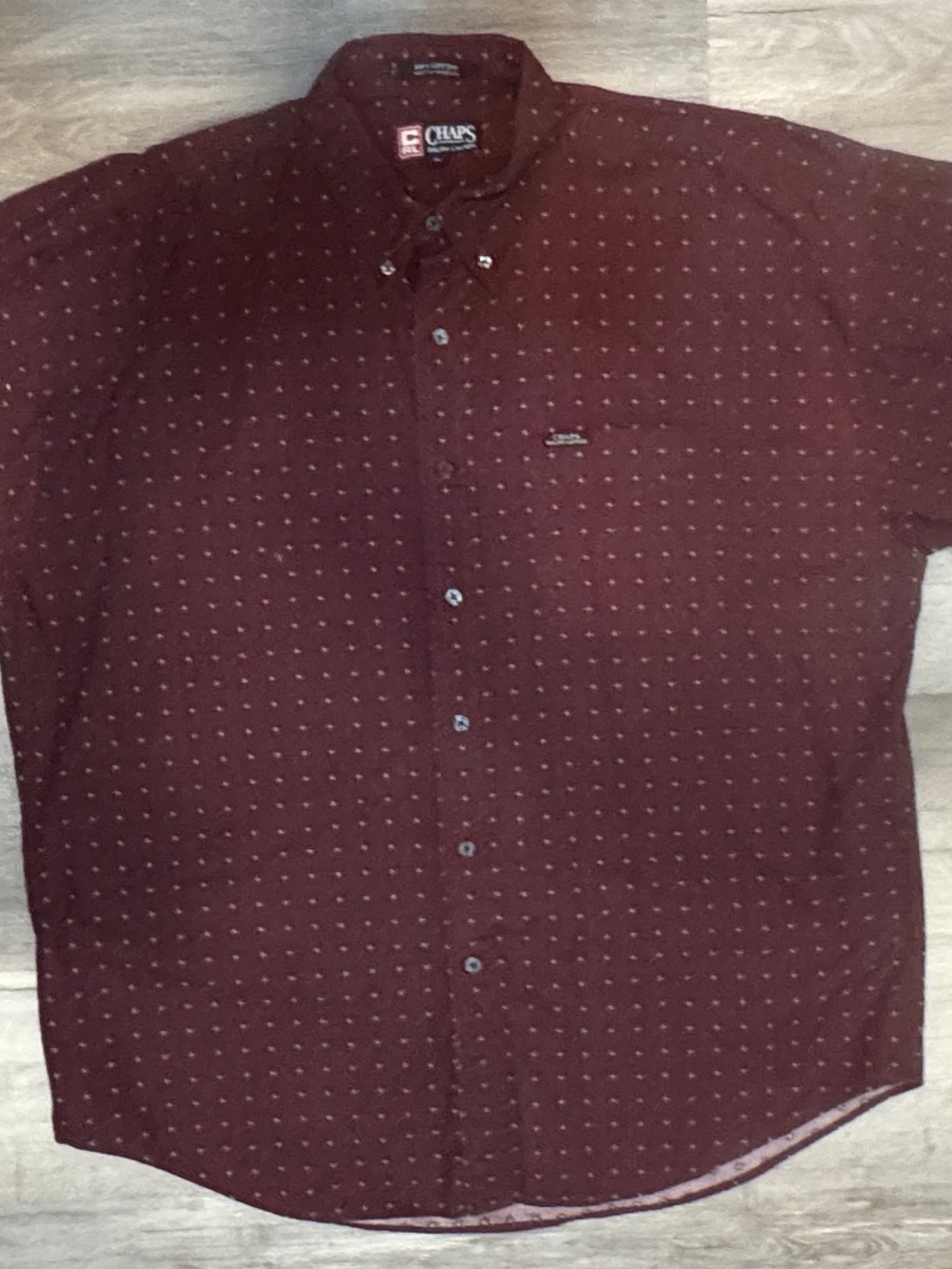 Ralph Lauren Chaps Men's Burgundy Button-Down Shirt with Subtle Dot Print